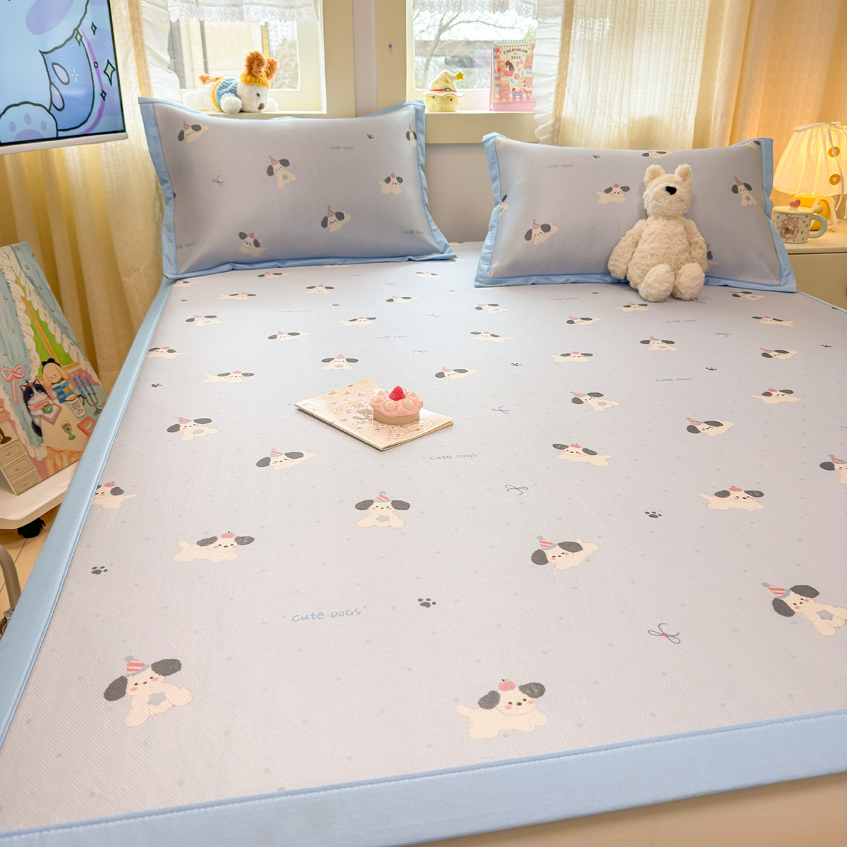 91家纺网 家纺一手货源 找家纺 慕尚家纺 2026新款凉感冰丝凉席席子 欢乐狗