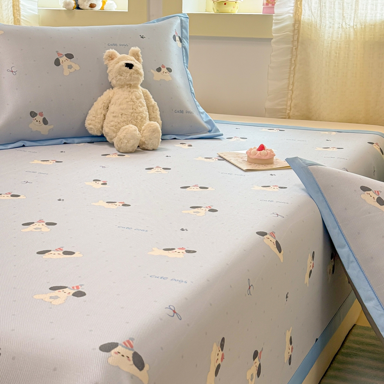 91家纺网 家纺一手货源 找家纺 慕尚家纺 2026新款凉感冰丝凉席席子 欢乐狗