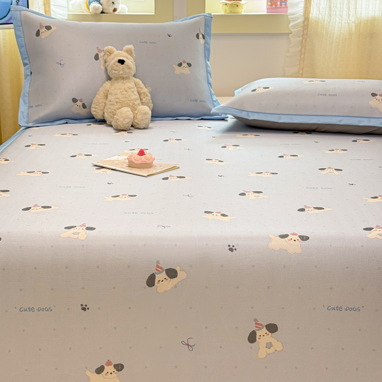 91家纺网 家纺一手货源 找家纺 慕尚家纺 2026新款凉感冰丝凉席席子 欢乐狗