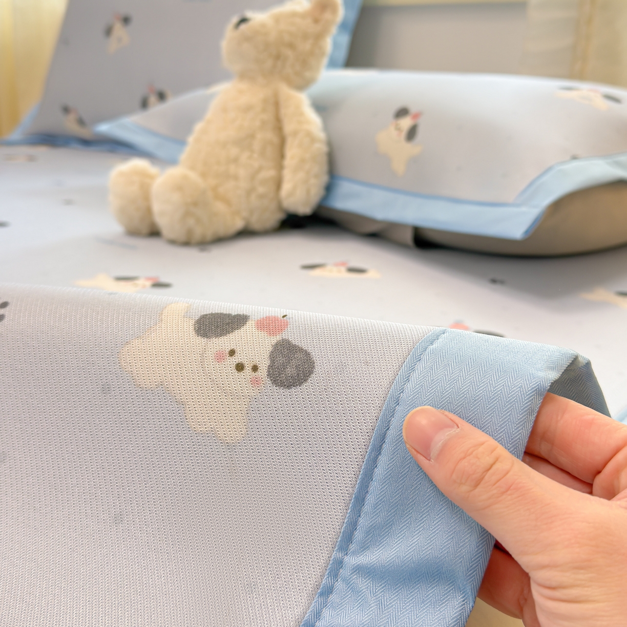 91家纺网 家纺一手货源 找家纺 慕尚家纺 2026新款凉感冰丝凉席席子 欢乐狗