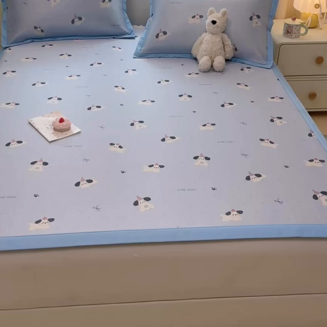 91家纺网 家纺一手货源 找家纺 慕尚家纺 2026新款凉感冰丝凉席席子 欢乐狗