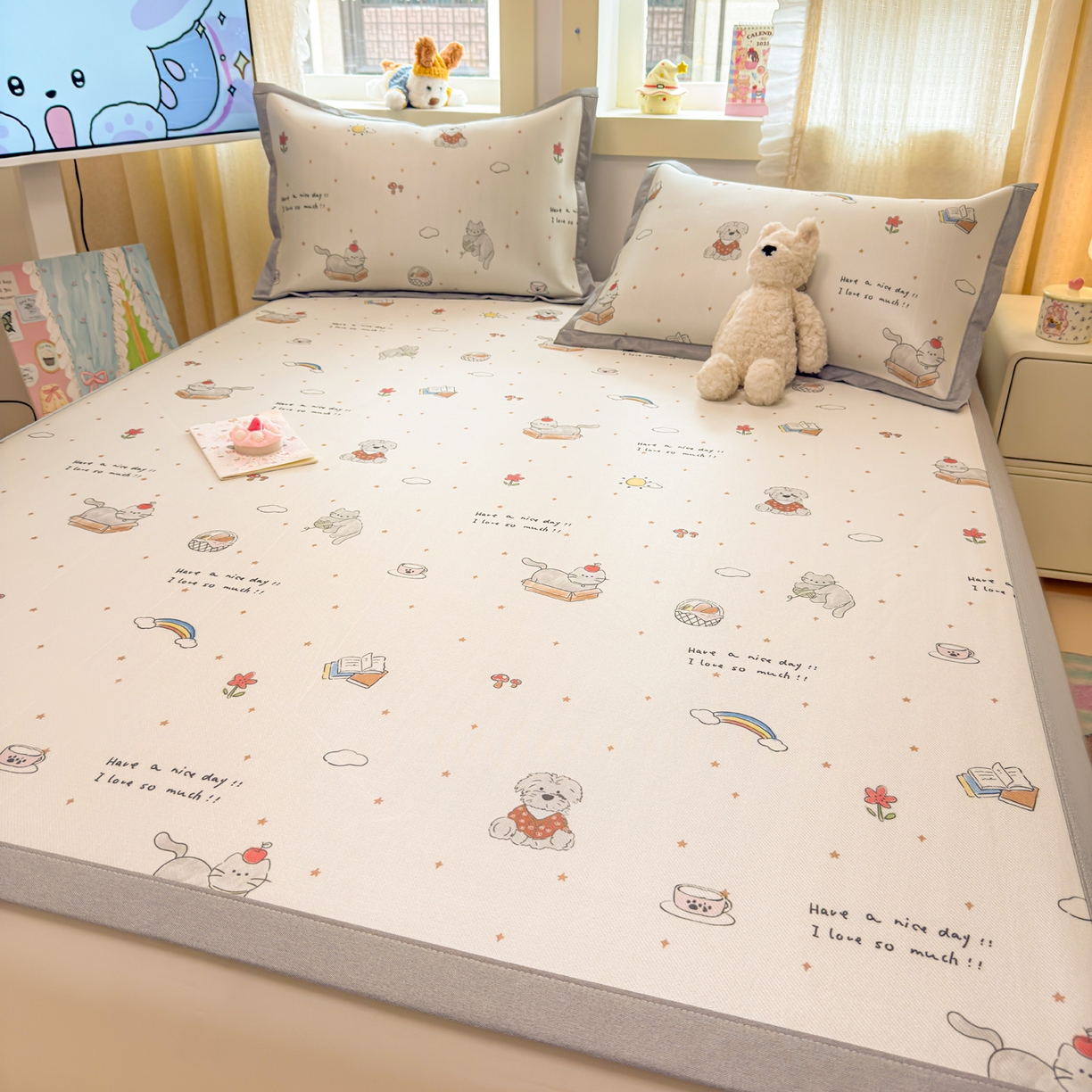 91家纺网 家纺一手货源 找家纺 慕尚家纺 2026新款凉感冰丝凉席席子 进宝