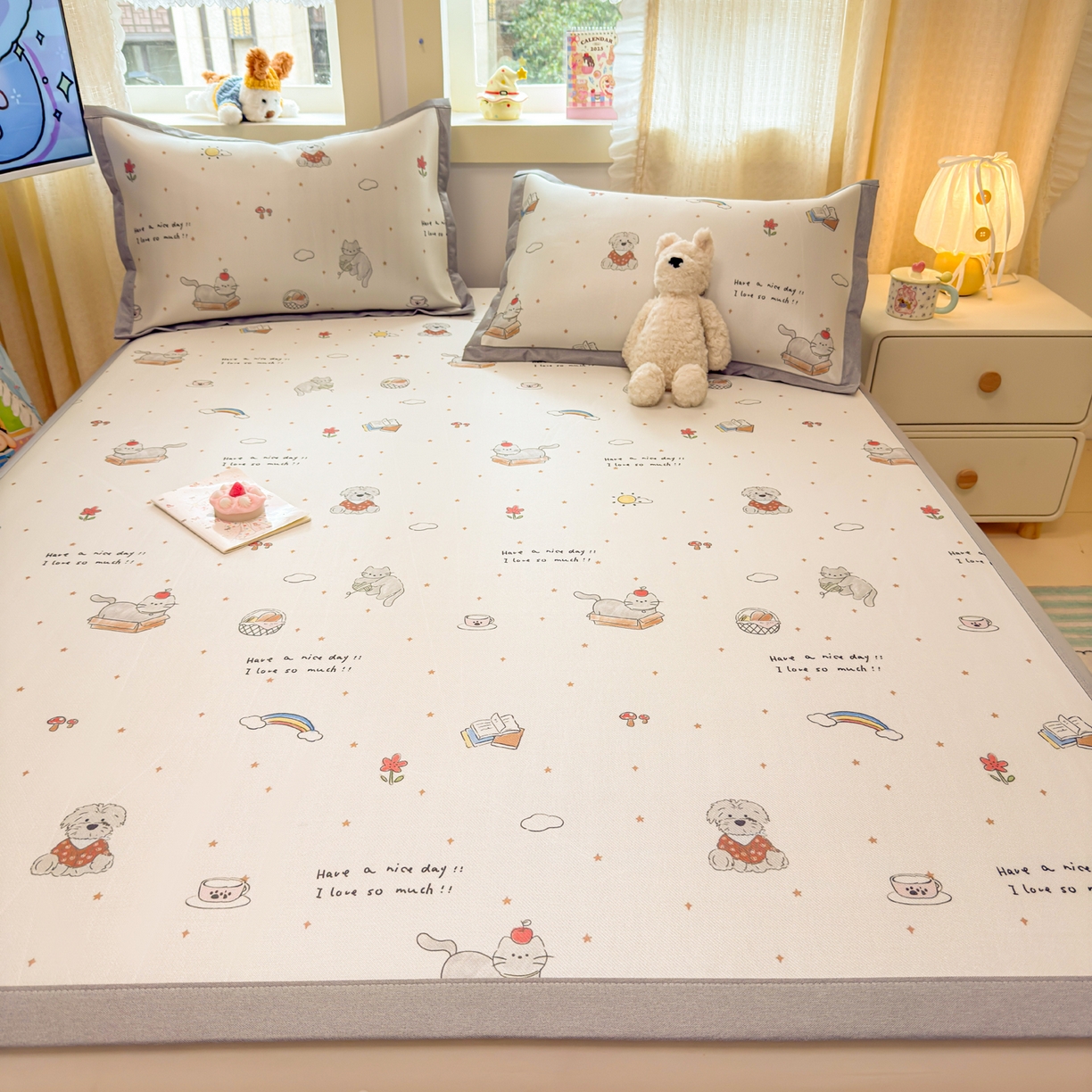 91家纺网 家纺一手货源 找家纺 慕尚家纺 2026新款凉感冰丝凉席席子 进宝