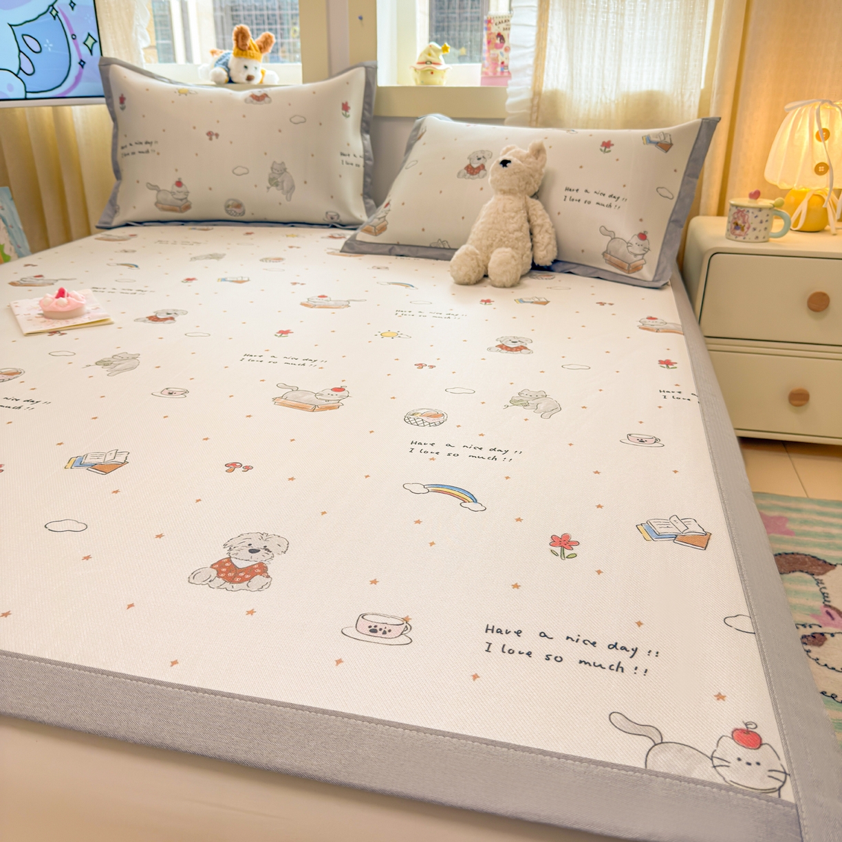 91家纺网 家纺一手货源 找家纺 慕尚家纺 2026新款凉感冰丝凉席席子 进宝