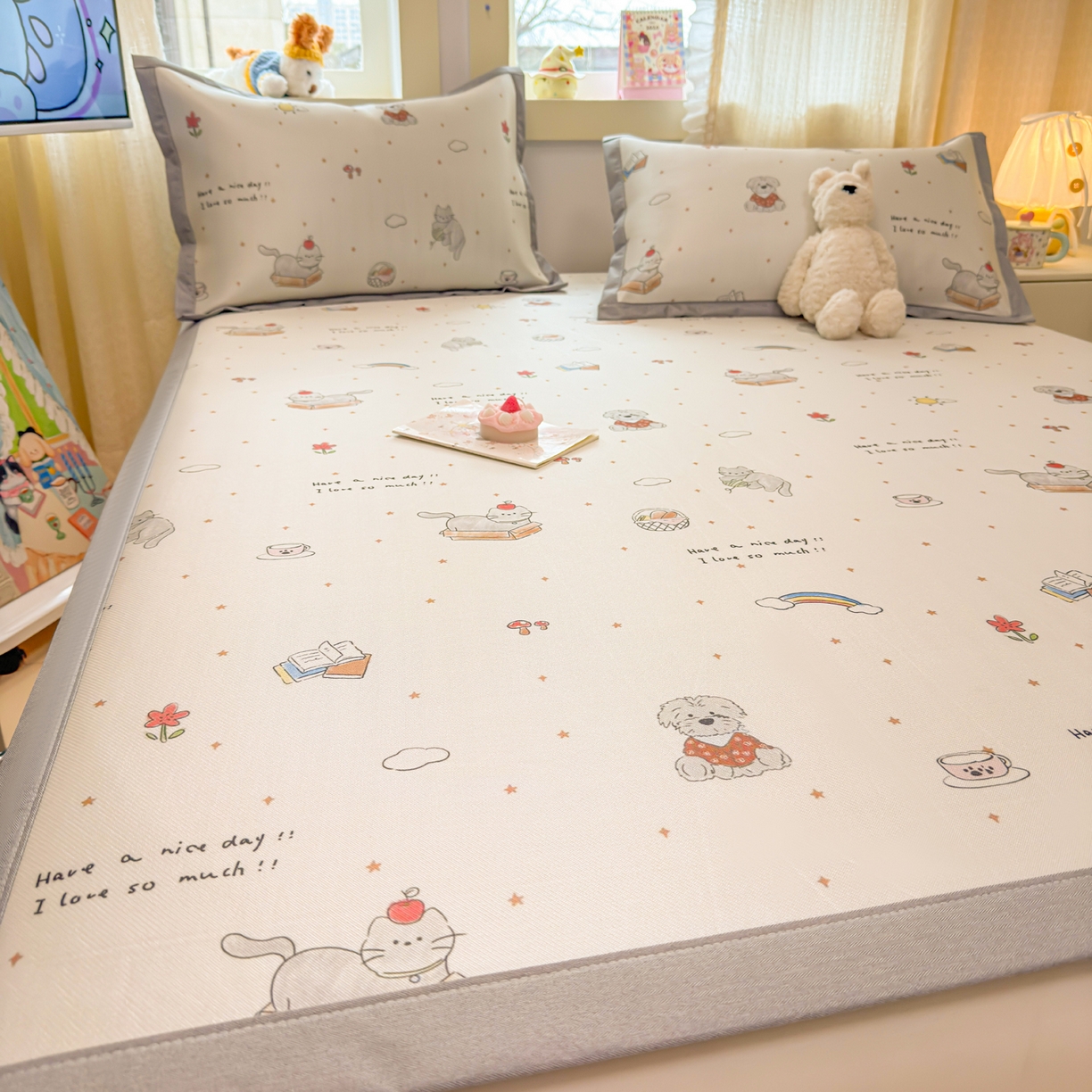 91家纺网 家纺一手货源 找家纺 慕尚家纺 2026新款凉感冰丝凉席席子 进宝