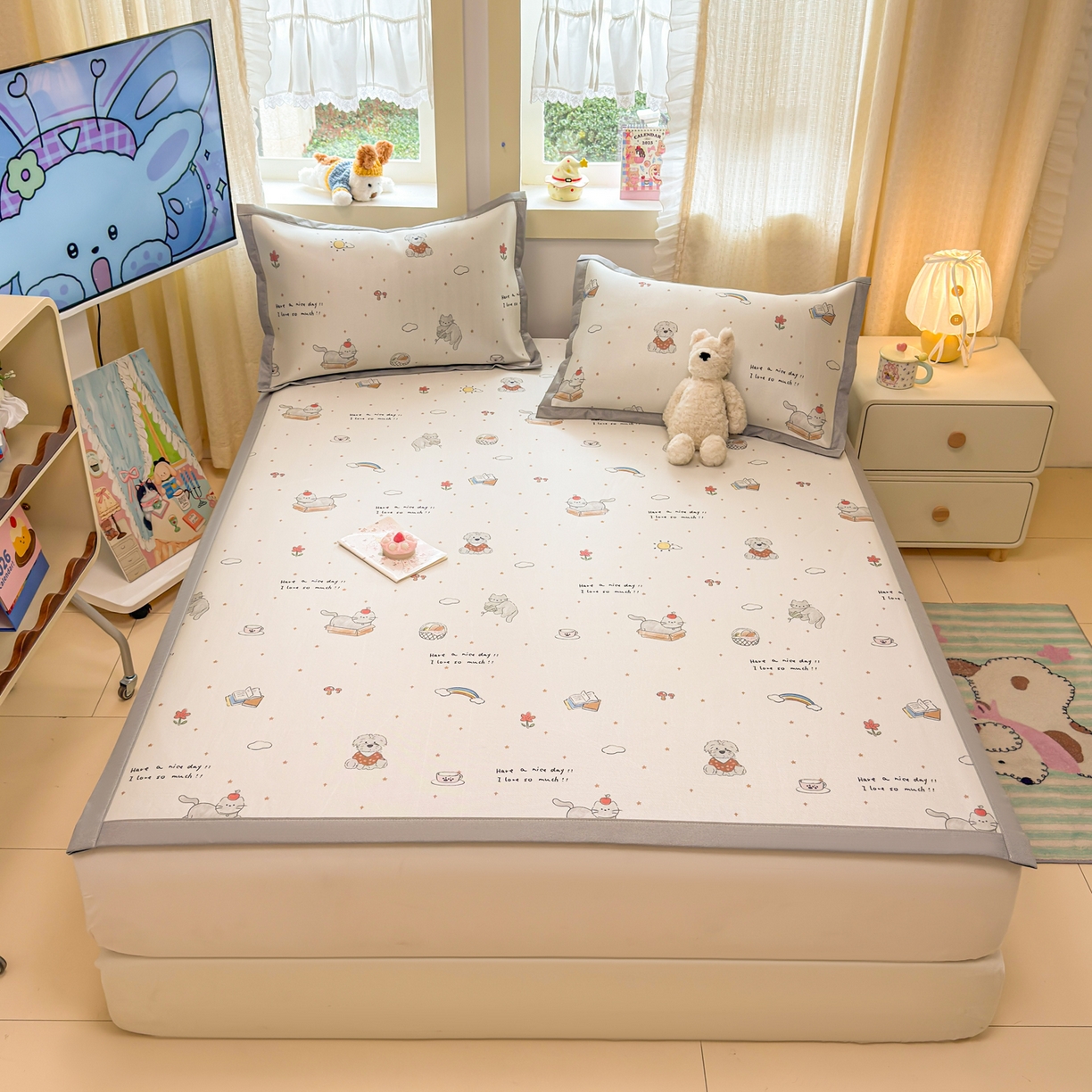 91家纺网 家纺一手货源 找家纺 慕尚家纺 2026新款凉感冰丝凉席席子 进宝