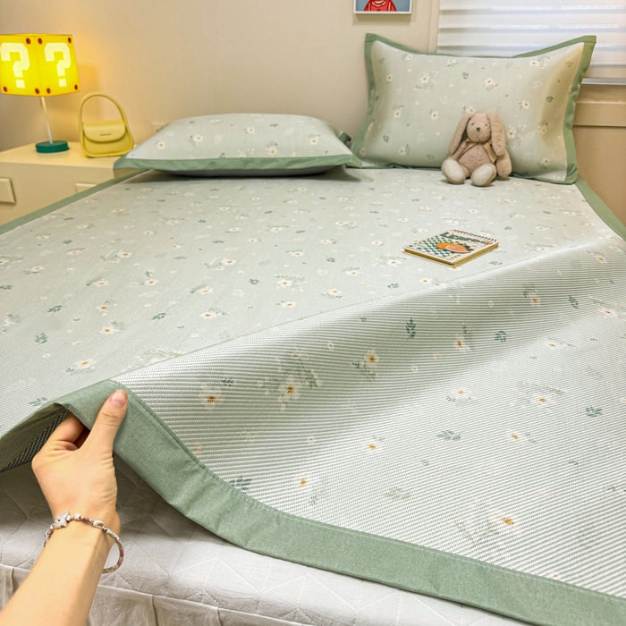 91家纺网 家纺一手货源 找家纺 慕尚家纺 2026新款凉感冰丝凉席席子 橘夏