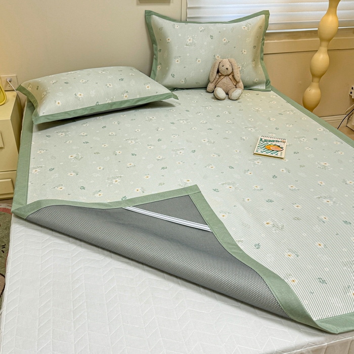 91家纺网 家纺一手货源 找家纺 慕尚家纺 2026新款凉感冰丝凉席席子 橘夏