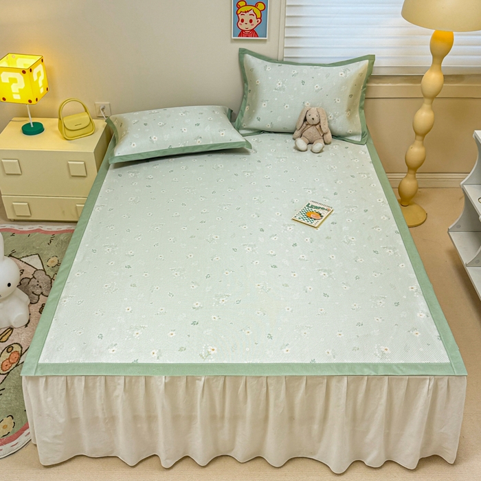 91家纺网 家纺一手货源 找家纺 慕尚家纺 2026新款凉感冰丝凉席席子 橘夏