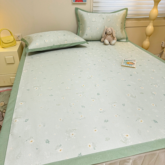 91家纺网 家纺一手货源 找家纺 慕尚家纺 2026新款凉感冰丝凉席席子 橘夏