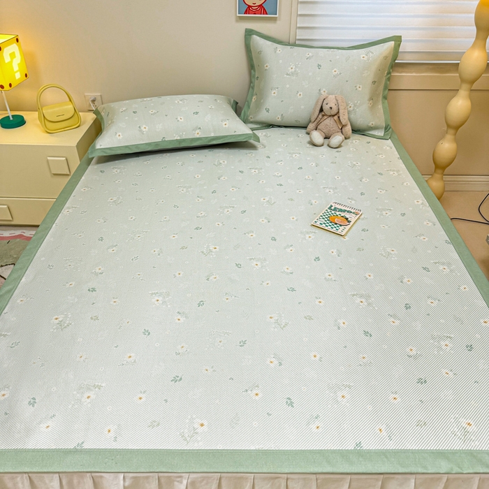 91家纺网 家纺一手货源 找家纺 慕尚家纺 2026新款凉感冰丝凉席席子 橘夏