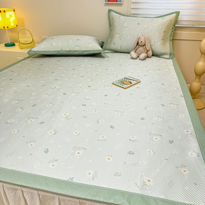 91家纺网 家纺一手货源 找家纺 慕尚家纺 2026新款凉感冰丝凉席席子 橘夏