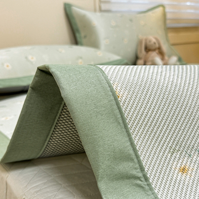 91家纺网 家纺一手货源 找家纺 慕尚家纺 2026新款凉感冰丝凉席席子 橘夏