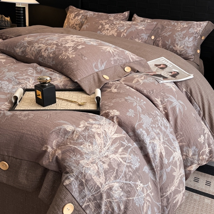 91家纺网 家纺一手货源 找家纺 梦舒羽 2026春夏新款A类原麻纽扣四件套加厚被套床单宿舍双人床仿亚麻套件-最新款 金枝玉叶