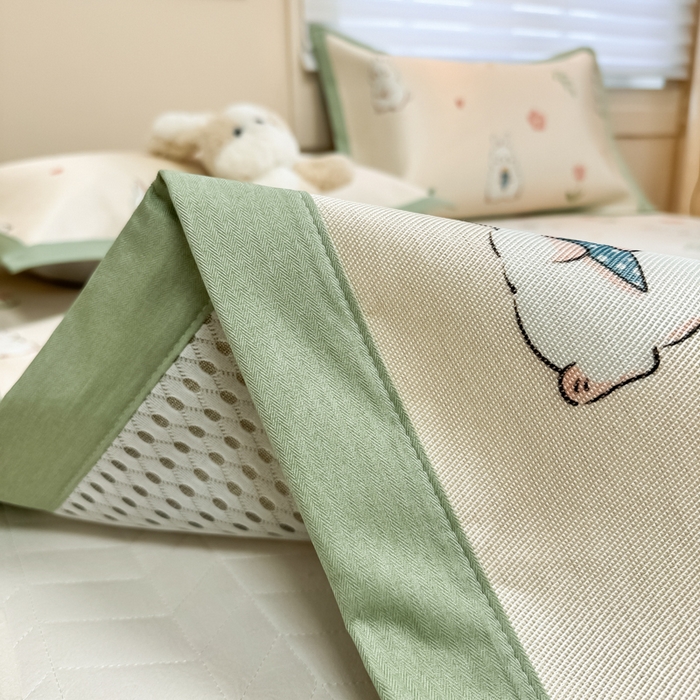 91家纺网 家纺一手货源 找家纺 慕尚家纺 2026新款凉感冰丝凉席席子 可爱小兔