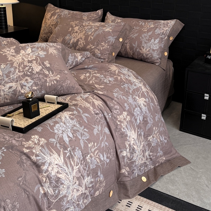 91家纺网 家纺一手货源 找家纺 梦舒羽 2026春夏新款A类原麻纽扣四件套加厚被套床单宿舍双人床仿亚麻套件-最新款 金枝玉叶