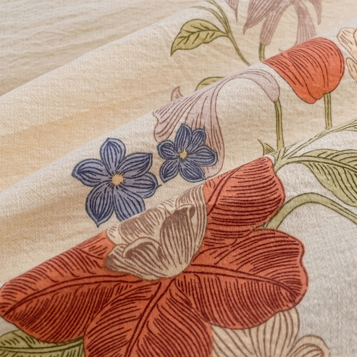 91家纺网 家纺一手货源 找家纺 梦舒羽 2026春夏新款A类原麻纽扣四件套加厚被套床单宿舍双人床仿亚麻套件-最新款 锦花