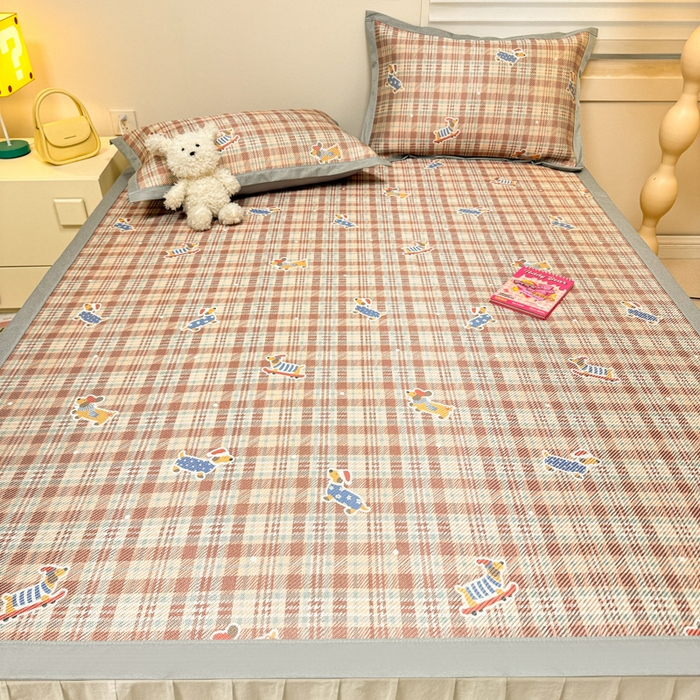 91家纺网 家纺一手货源 找家纺 慕尚家纺 2026新款凉感冰丝凉席席子 腊肠犬