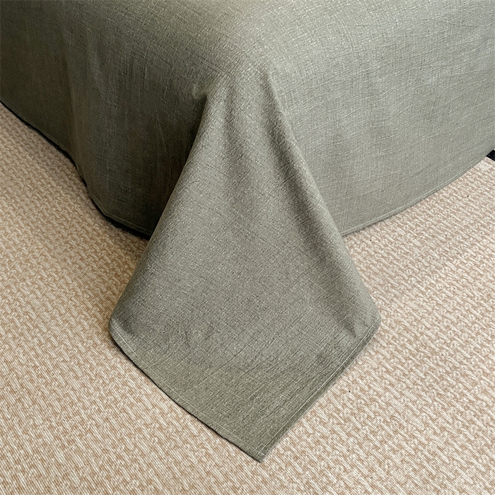 91家纺网 家纺一手货源 找家纺 梦舒羽 2026春夏新款A类原麻纽扣四件套加厚被套床单宿舍双人床仿亚麻套件-最新款 曼妙花园