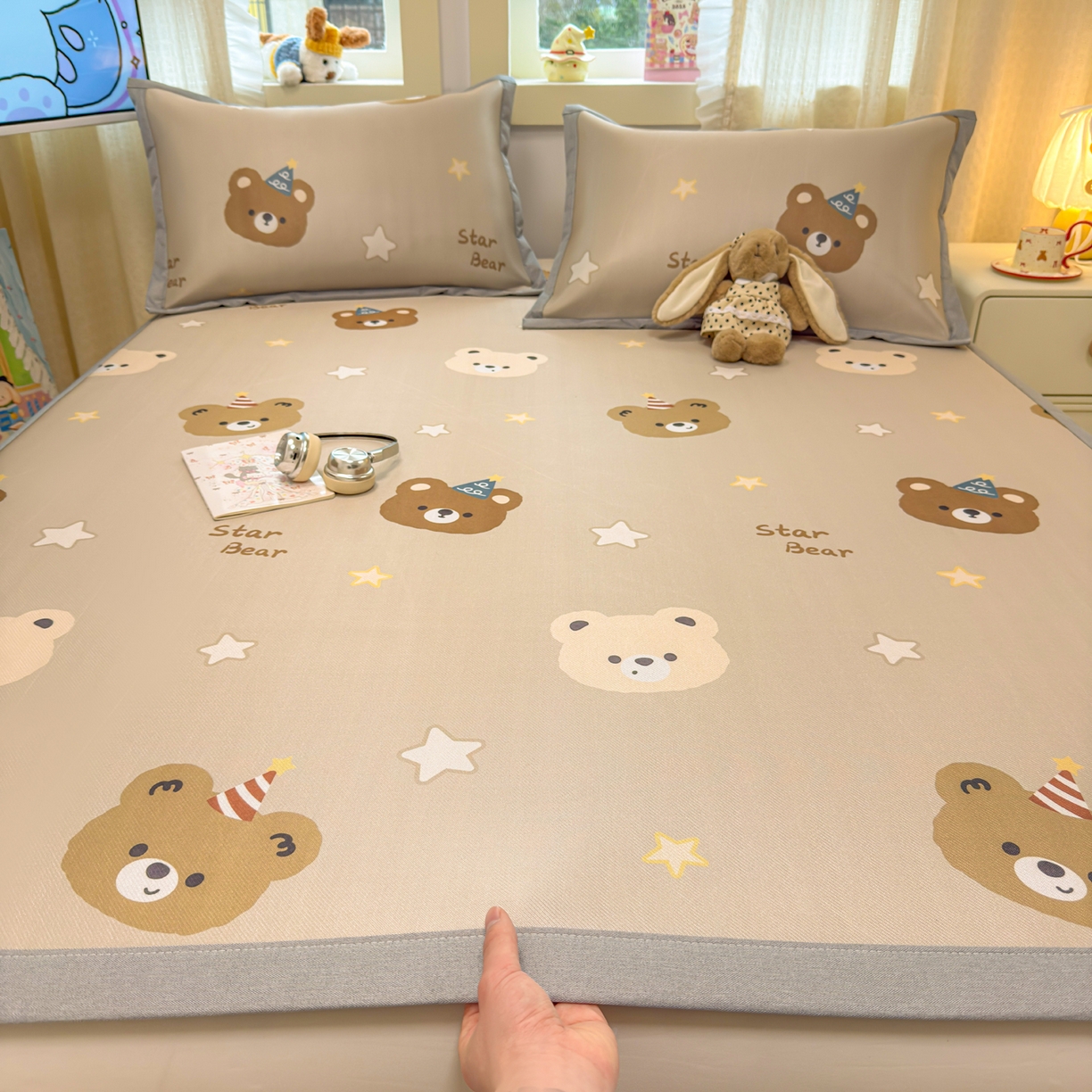 91家纺网 家纺一手货源 找家纺 慕尚家纺 2026新款凉感冰丝凉席席子 明星熊