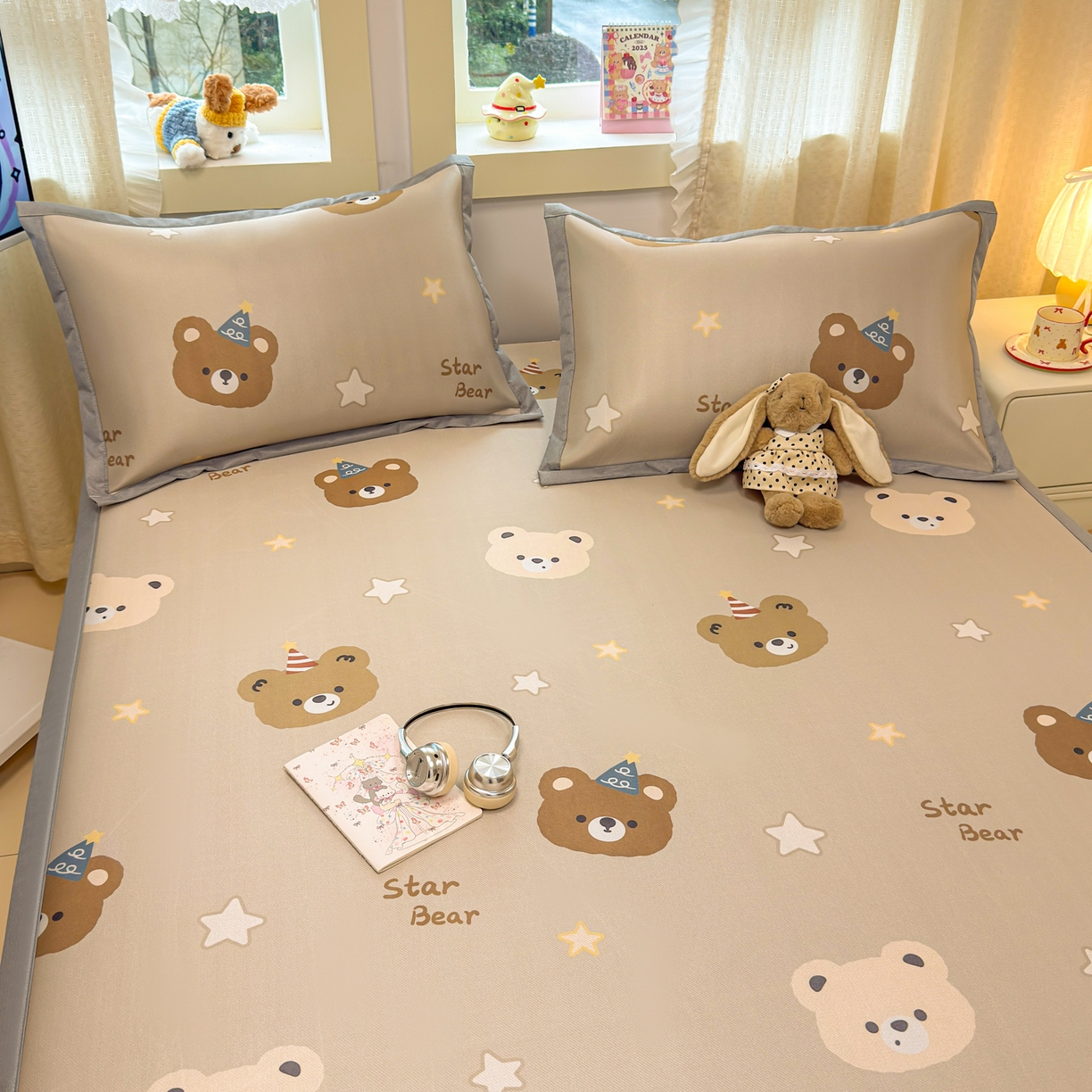 91家纺网 家纺一手货源 找家纺 慕尚家纺 2026新款凉感冰丝凉席席子 明星熊