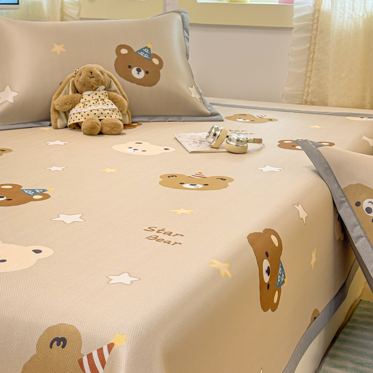 91家纺网 家纺一手货源 找家纺 慕尚家纺 2026新款凉感冰丝凉席席子 明星熊