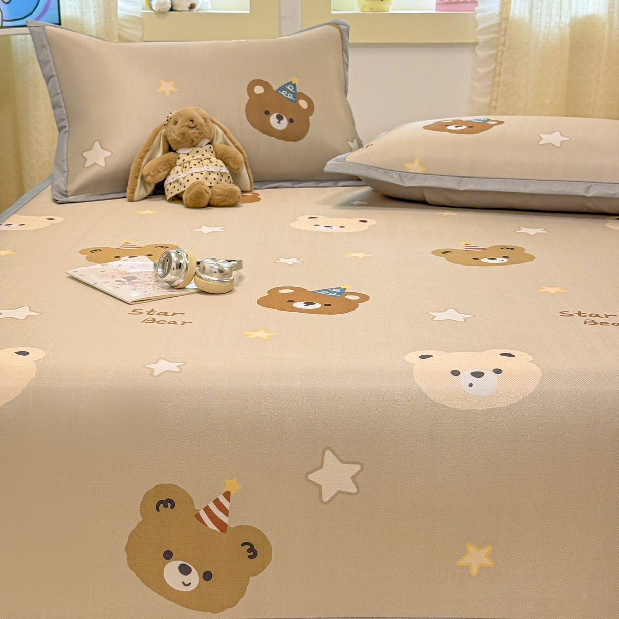 91家纺网 家纺一手货源 找家纺 慕尚家纺 2026新款凉感冰丝凉席席子 明星熊