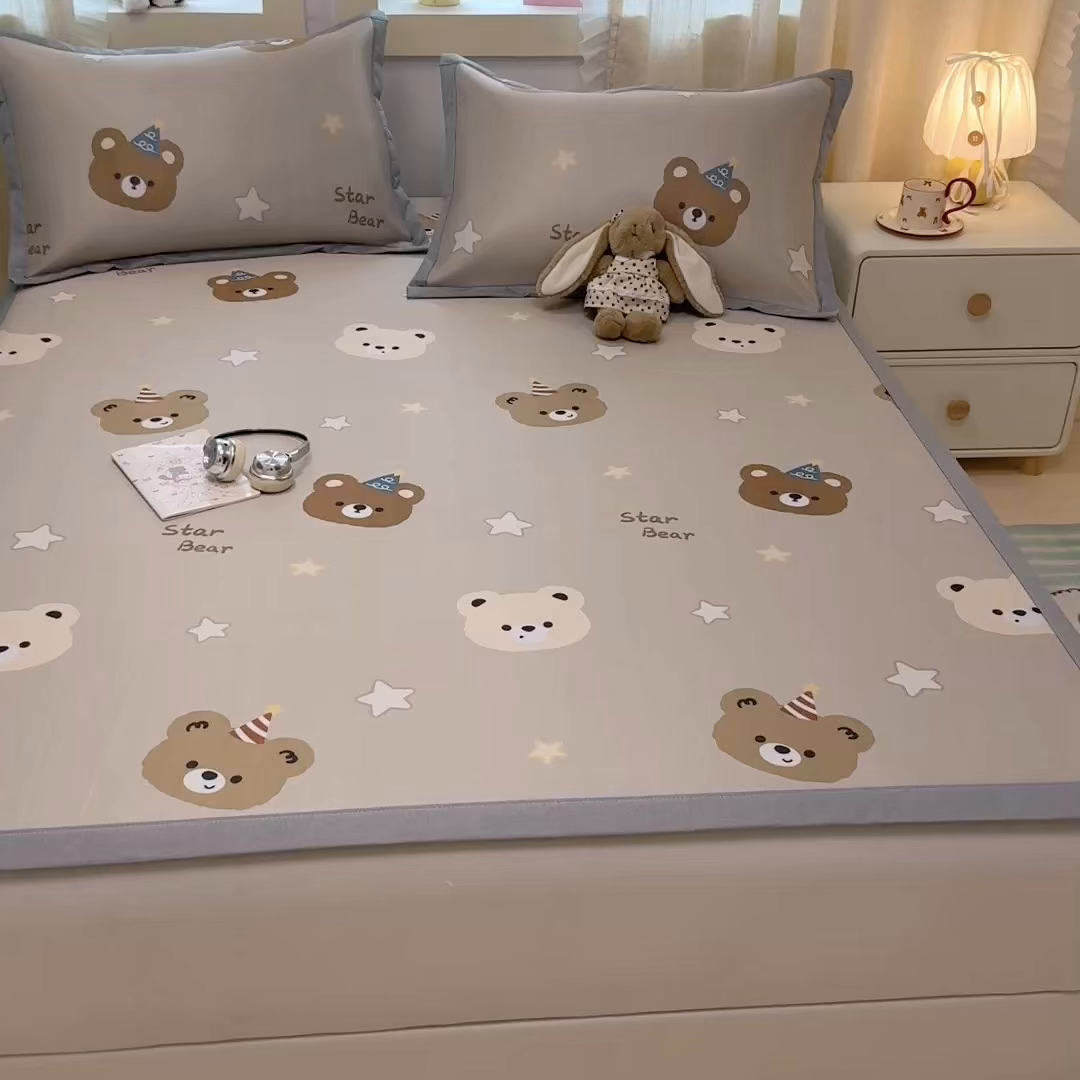 91家纺网 家纺一手货源 找家纺 慕尚家纺 2026新款凉感冰丝凉席席子 明星熊