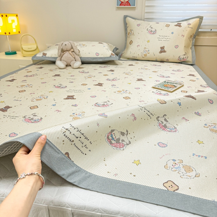 91家纺网 家纺一手货源 找家纺 慕尚家纺 2026新款凉感冰丝凉席席子 奶缇熊