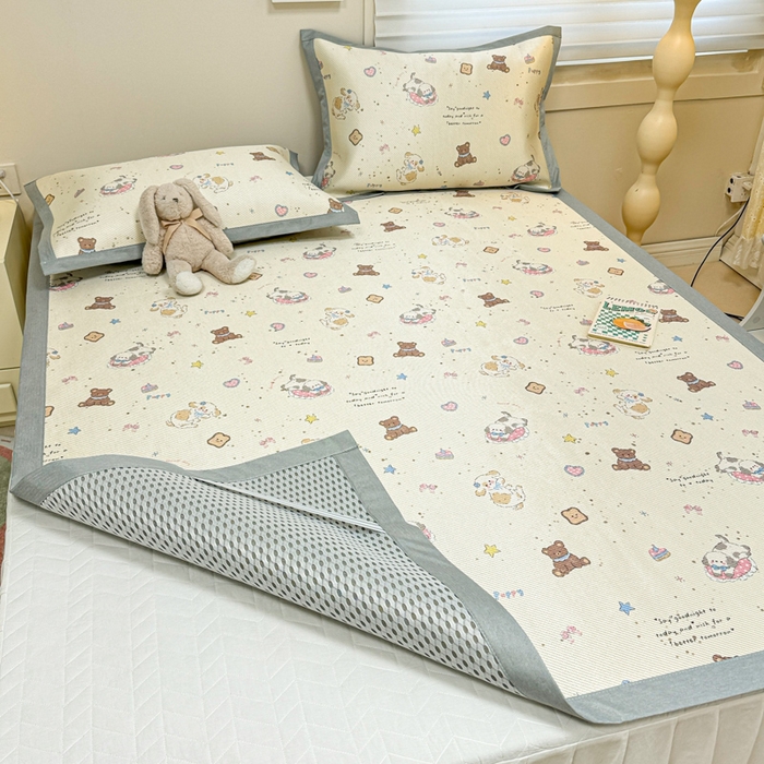 91家纺网 家纺一手货源 找家纺 慕尚家纺 2026新款凉感冰丝凉席席子 奶缇熊