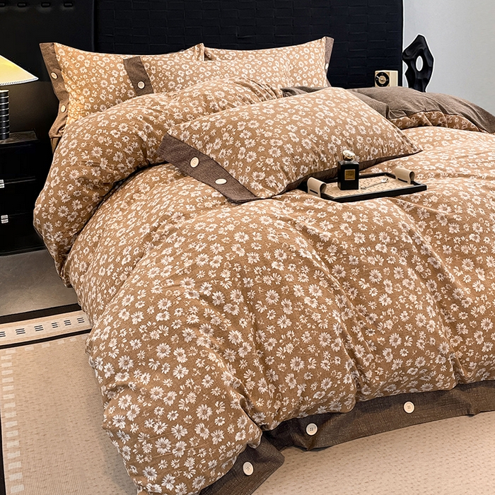 梦舒羽 2026春夏新款A类原麻纽扣四件套加厚被套床单宿舍双人床仿亚麻套件-最新款 梦之秋