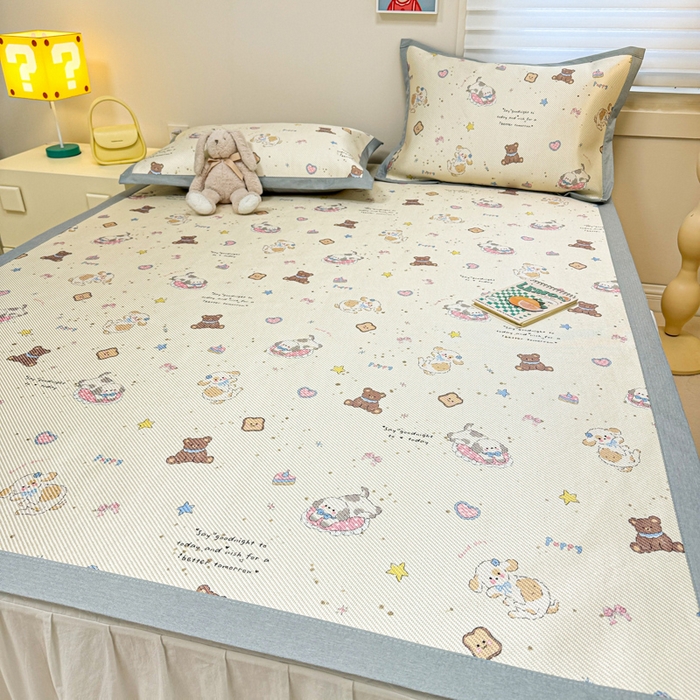 91家纺网 家纺一手货源 找家纺 慕尚家纺 2026新款凉感冰丝凉席席子 奶缇熊