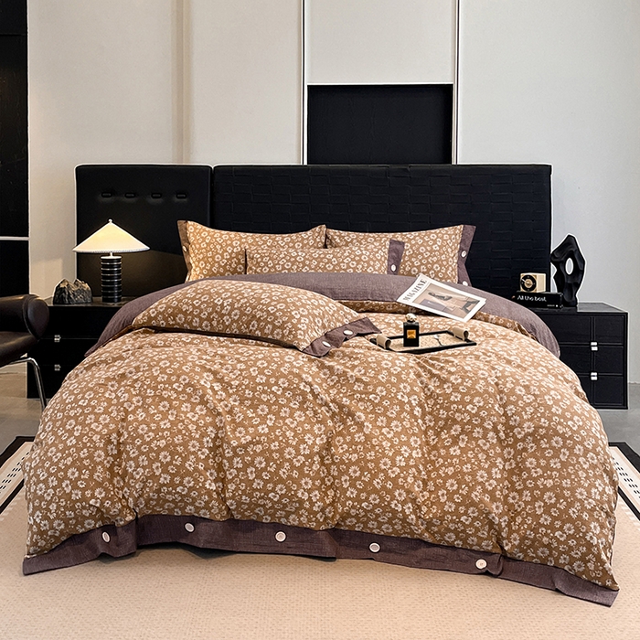 91家纺网 家纺一手货源 找家纺 梦舒羽 2026春夏新款A类原麻纽扣四件套加厚被套床单宿舍双人床仿亚麻套件-最新款 梦之秋