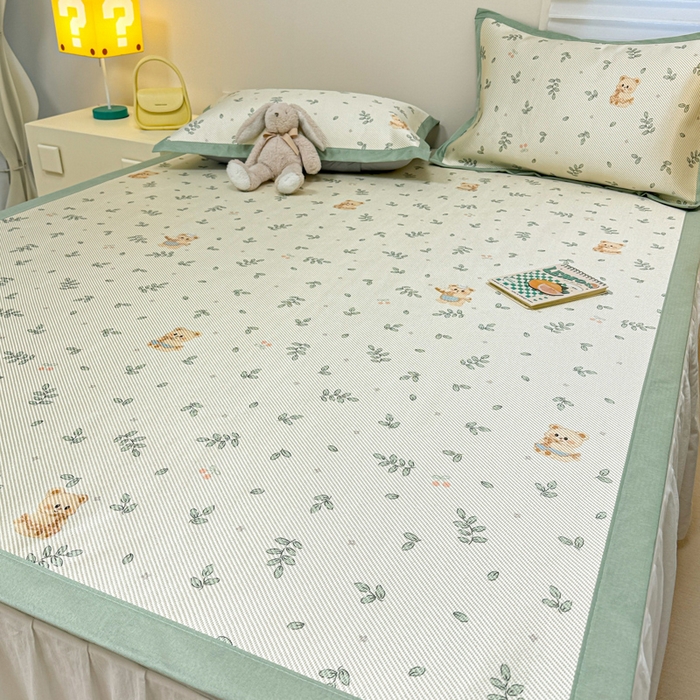 91家纺网 家纺一手货源 找家纺 慕尚家纺 2026新款凉感冰丝凉席席子 皮卡熊