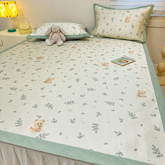 91家纺网 家纺一手货源 找家纺 慕尚家纺 2026新款凉感冰丝凉席席子 皮卡熊