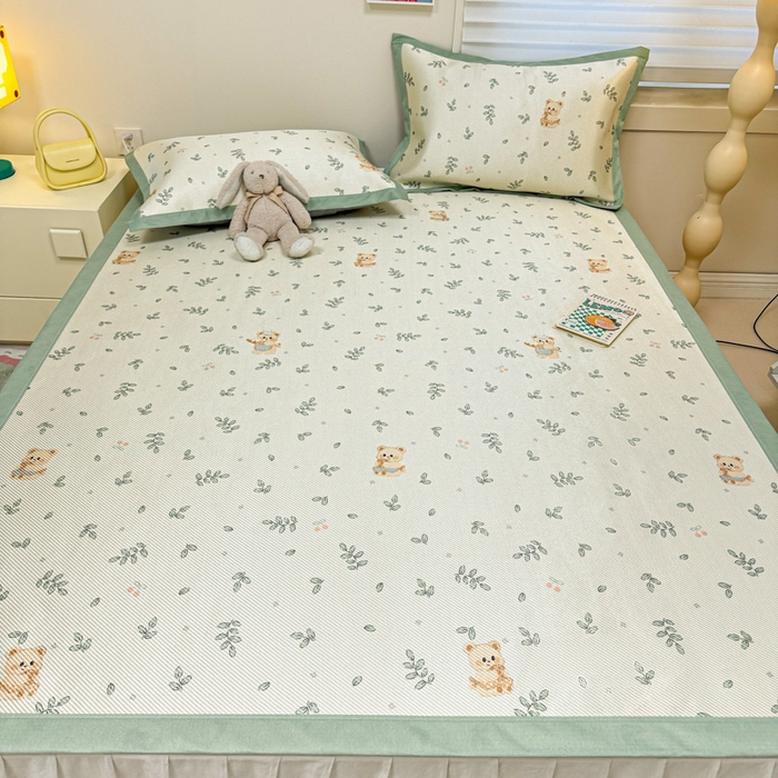 91家纺网 家纺一手货源 找家纺 慕尚家纺 2026新款凉感冰丝凉席席子 皮卡熊