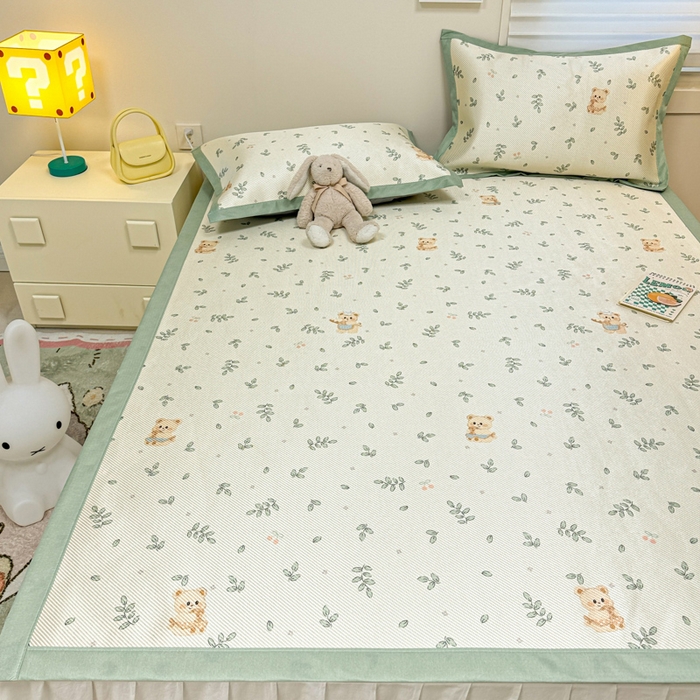 91家纺网 家纺一手货源 找家纺 慕尚家纺 2026新款凉感冰丝凉席席子 皮卡熊