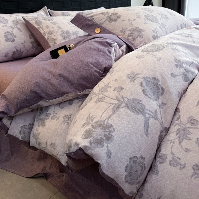 91家纺网 家纺一手货源 找家纺 梦舒羽 2026春夏新款A类原麻纽扣四件套加厚被套床单宿舍双人床仿亚麻套件-最新款 南笙