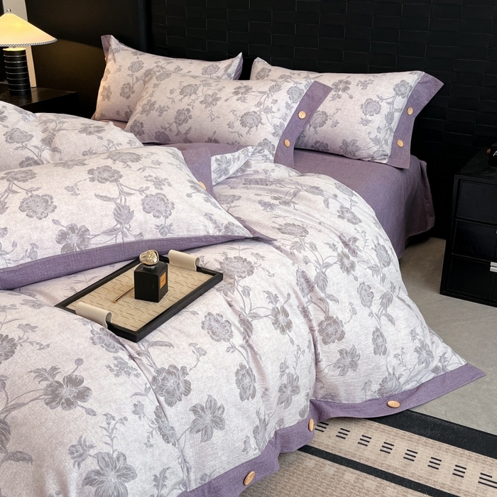 91家纺网 家纺一手货源 找家纺 梦舒羽 2026春夏新款A类原麻纽扣四件套加厚被套床单宿舍双人床仿亚麻套件-最新款 南笙