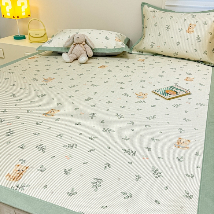 91家纺网 家纺一手货源 找家纺 慕尚家纺 2026新款凉感冰丝凉席席子 皮卡熊