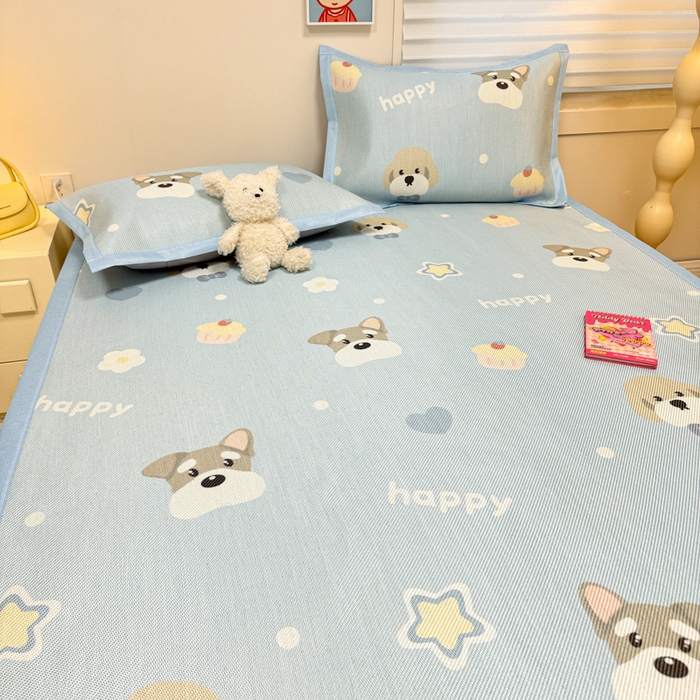 91家纺网 家纺一手货源 找家纺 慕尚家纺 2026新款凉感冰丝凉席席子 旺财