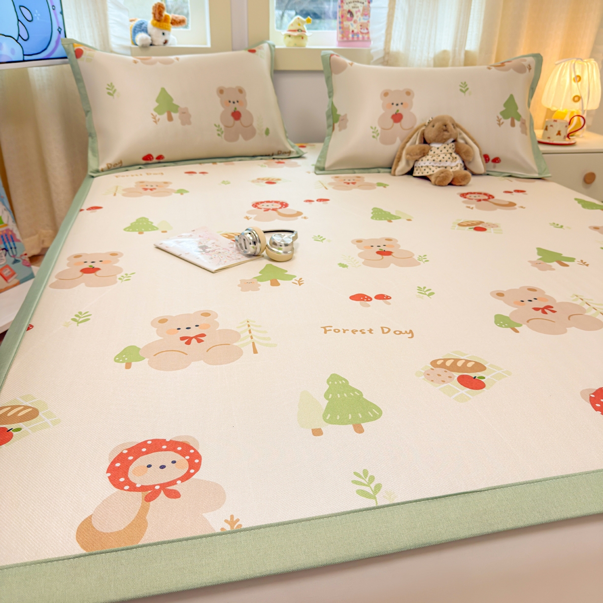 91家纺网 家纺一手货源 找家纺 慕尚家纺 2026新款凉感冰丝凉席席子 小红帽熊