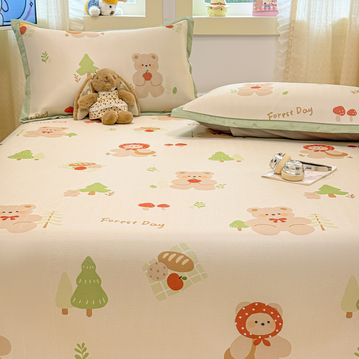 91家纺网 家纺一手货源 找家纺 慕尚家纺 2026新款凉感冰丝凉席席子 小红帽熊