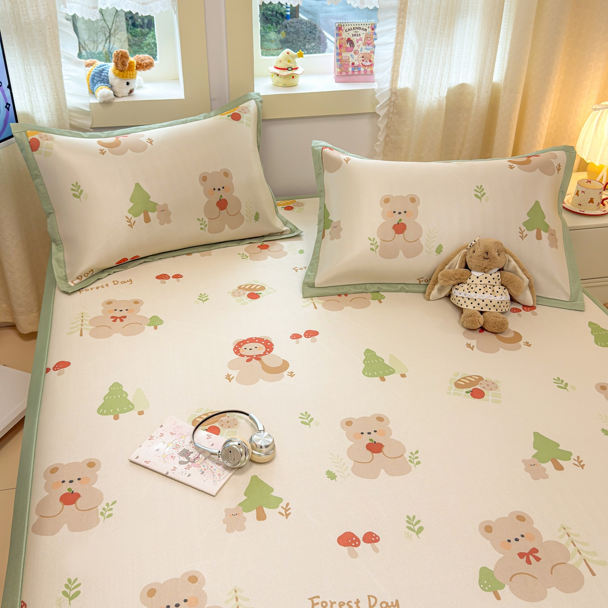 91家纺网 家纺一手货源 找家纺 慕尚家纺 2026新款凉感冰丝凉席席子 小红帽熊