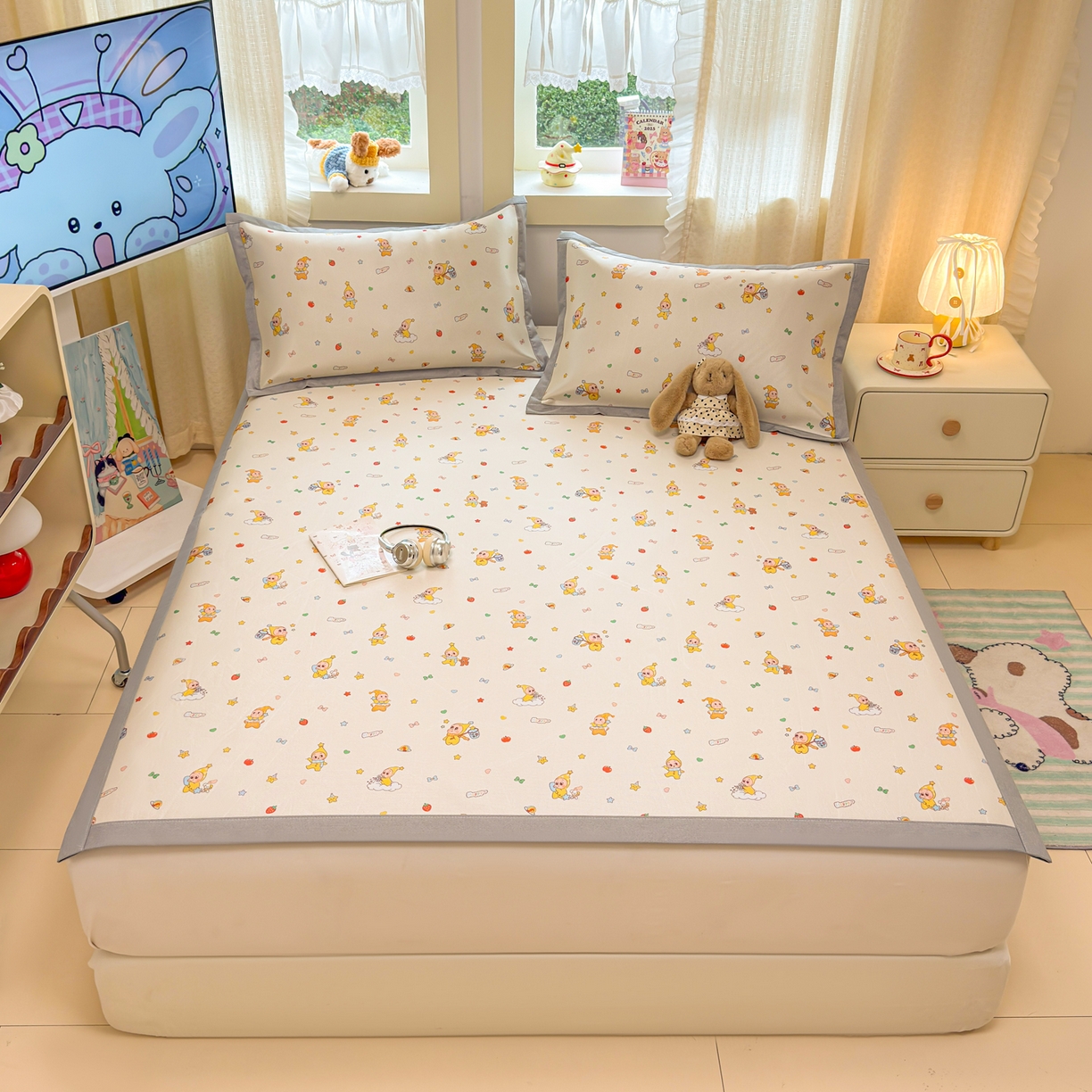 91家纺网 家纺一手货源 找家纺 慕尚家纺 2026新款凉感冰丝凉席席子 小泡泡