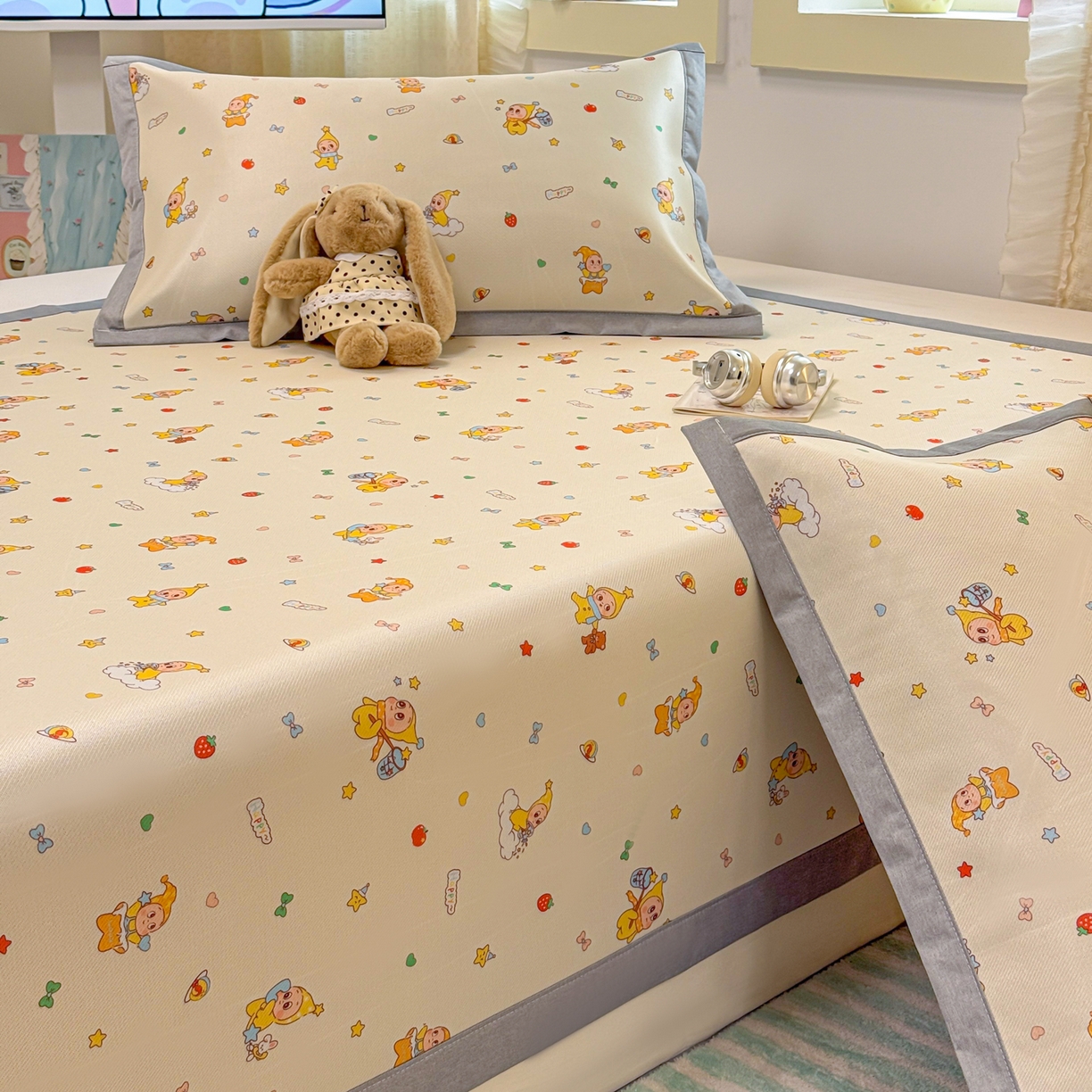 91家纺网 家纺一手货源 找家纺 慕尚家纺 2026新款凉感冰丝凉席席子 小泡泡