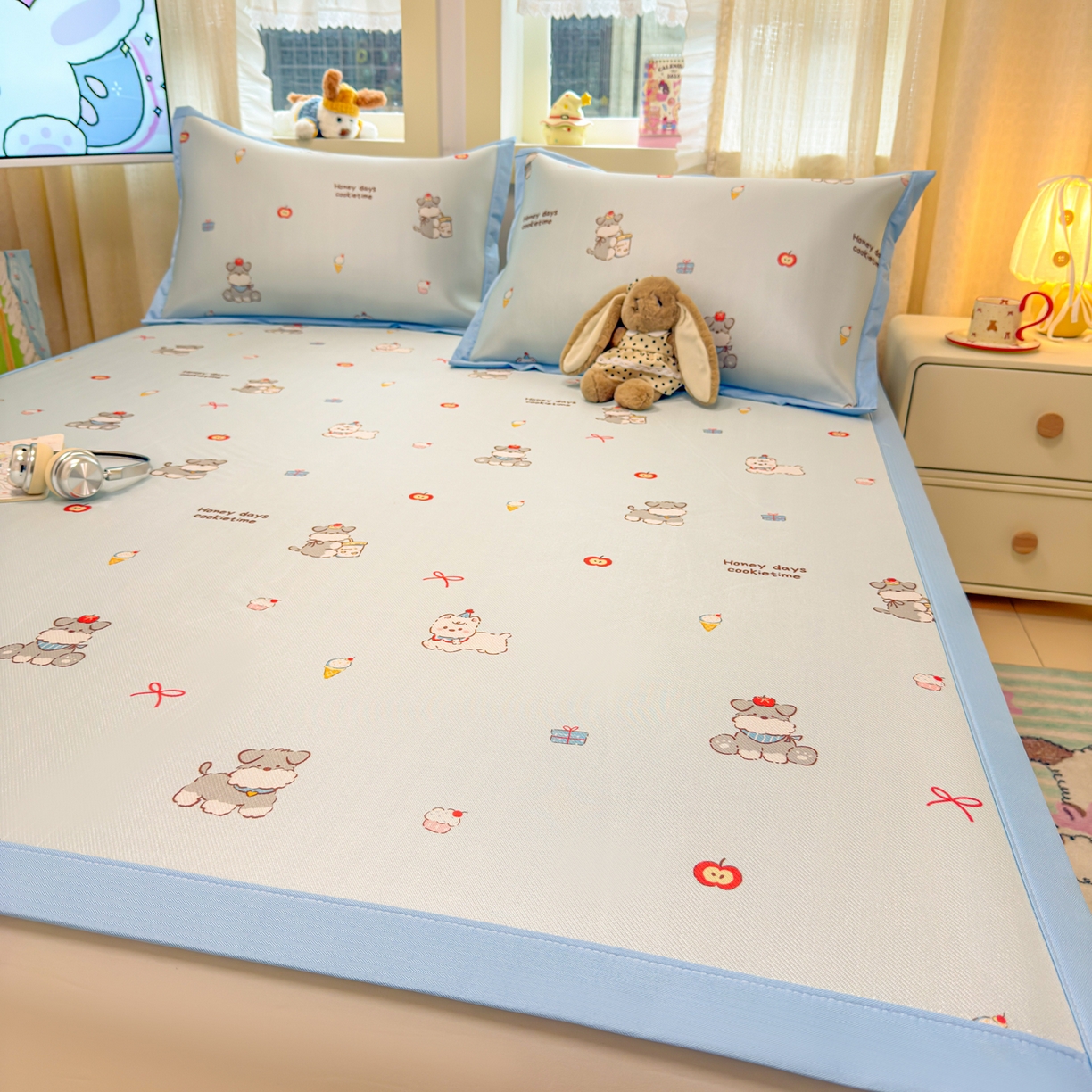 91家纺网 家纺一手货源 找家纺 慕尚家纺 2026新款凉感冰丝凉席席子 小雪碧