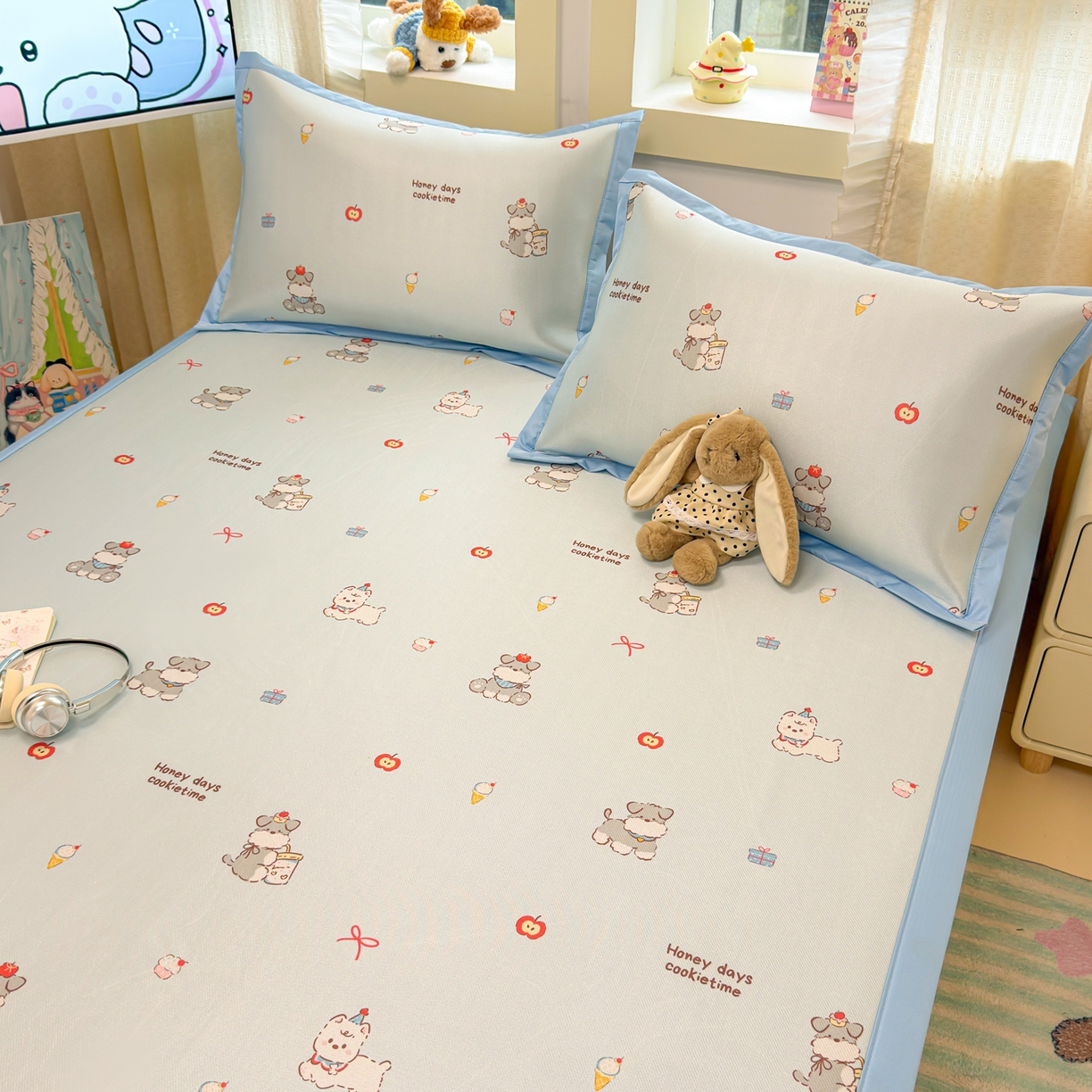 91家纺网 家纺一手货源 找家纺 慕尚家纺 2026新款凉感冰丝凉席席子 小雪碧