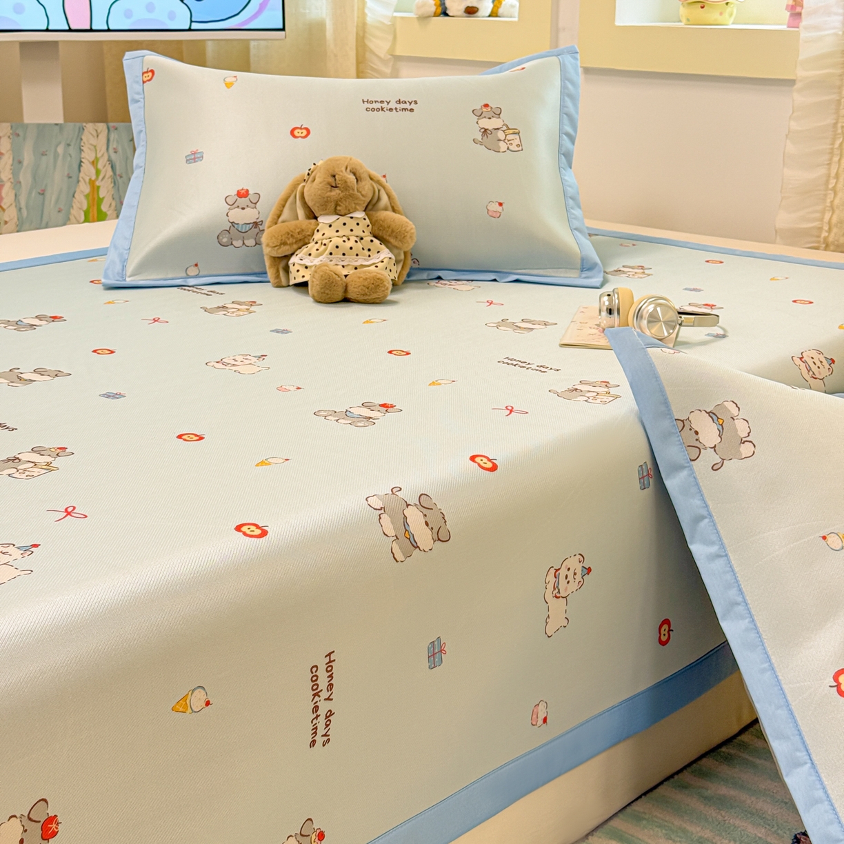 91家纺网 家纺一手货源 找家纺 慕尚家纺 2026新款凉感冰丝凉席席子 小雪碧