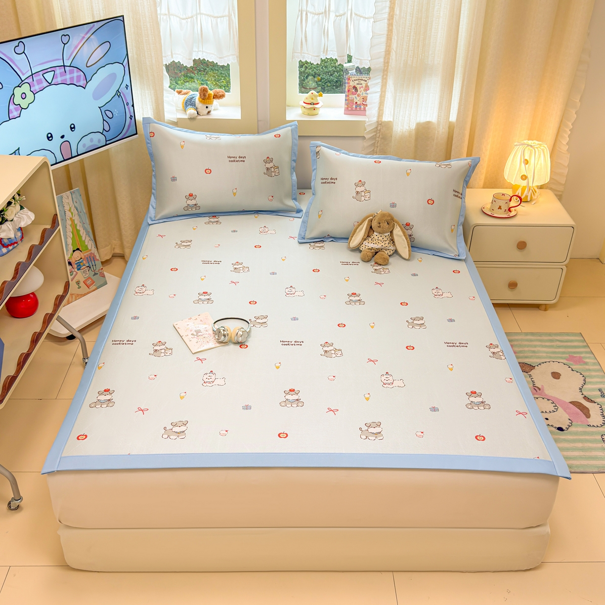 91家纺网 家纺一手货源 找家纺 慕尚家纺 2026新款凉感冰丝凉席席子 小雪碧